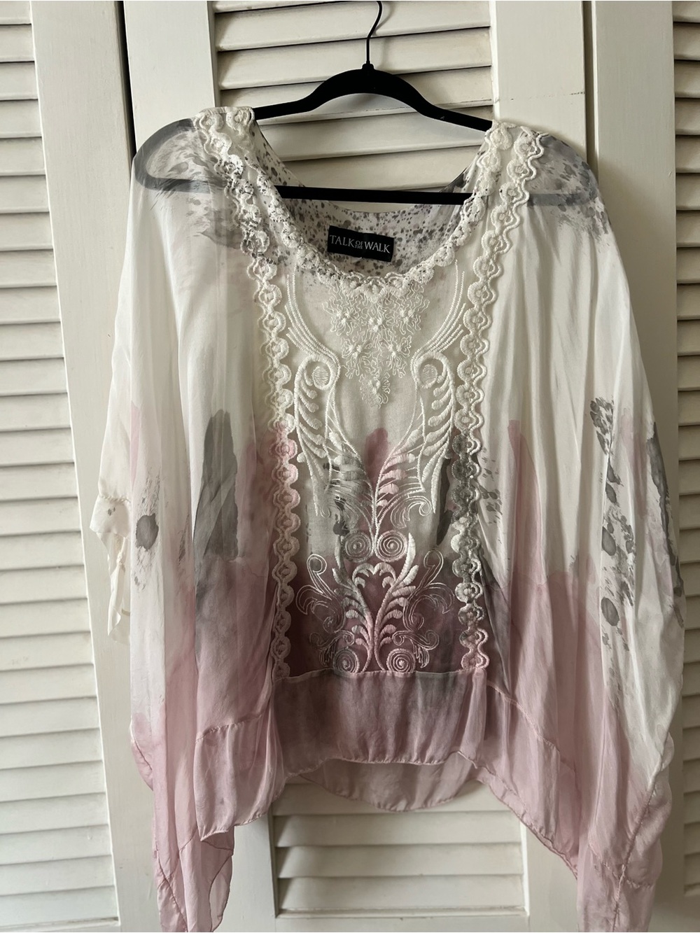Talk of the Walk Cream and Light Pink Embroidered Tunic